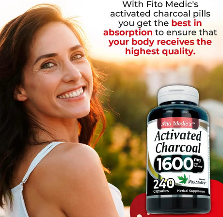 FITO MEDIC´S - FITO MEDIC'S Lab Activated Charcoal 1600Mg. 240 Capsulas - The Red Vitamin MX - Suplementos Alimenticios - {{ shop.shopifyCountryName }}