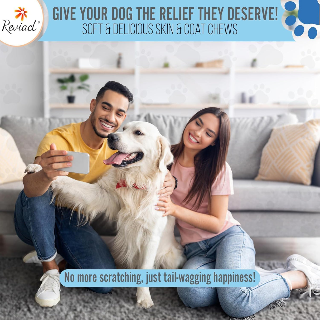 Reviact Skin and Coat Supplement for Dogs 60 Masticables