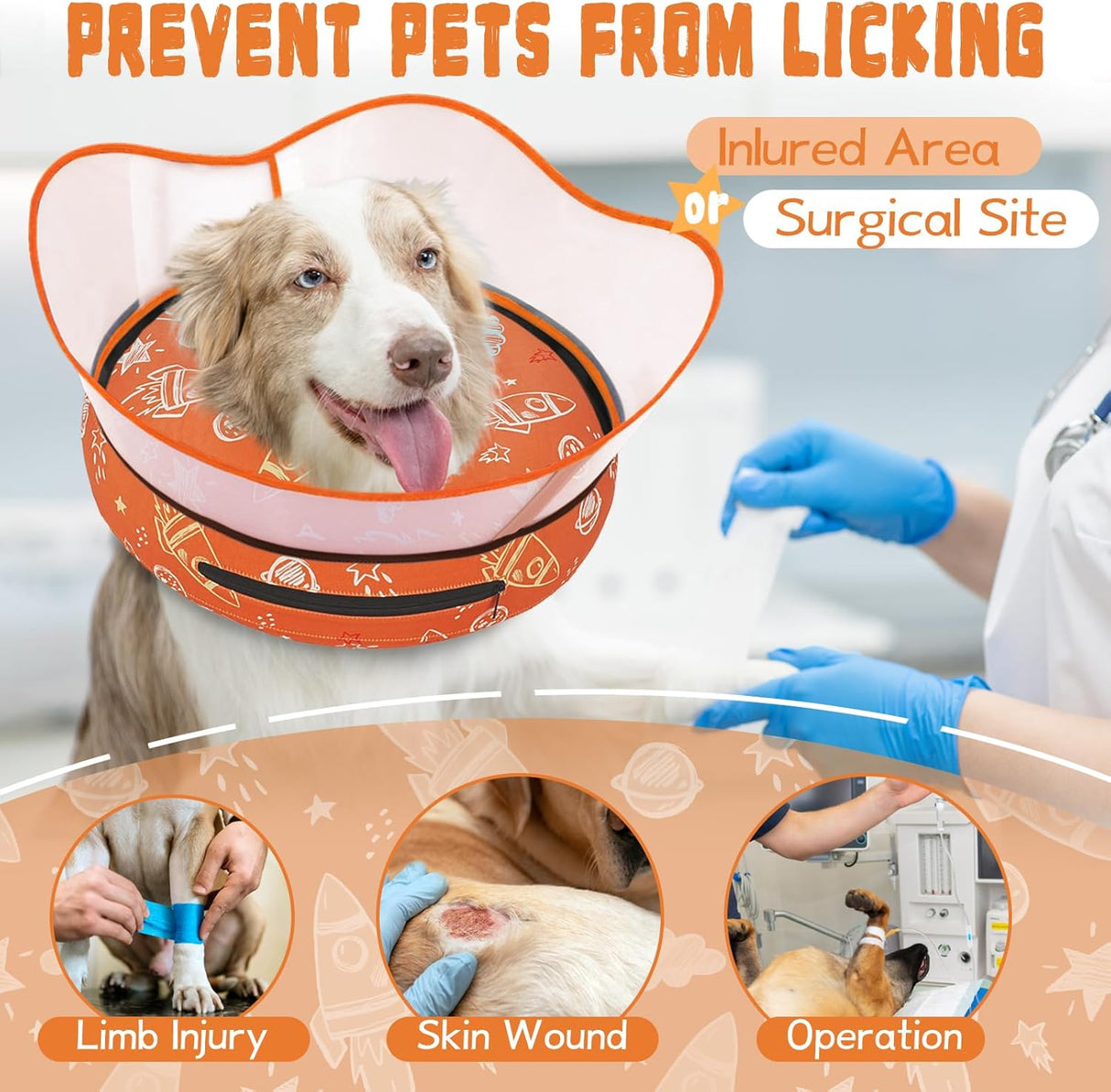 Toptakeit Elevated Inflatable Dog Cone Collar ORANGE XLARGE