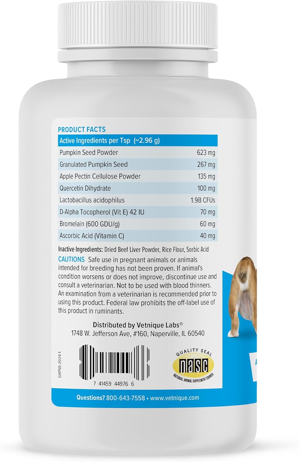 Vetnique Labs Glandex Dog Fiber Supplement Powder Beef Liver 155Gr.