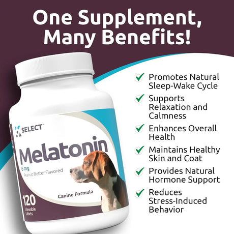K9 SELECT - K9 Select Melatonin for Dogs Peanut Butter 6Mg. 120 Tabletas Masticables - The Red Vitamin MX - Relajantes Para Perros - {{ shop.shopifyCountryName }}