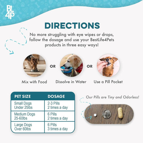 BESTLIFE4PETS - BestLife4Pets Dog Eye Care & Infection Treatment 400 Pastillas - The Red Vitamin MX - Cuidado De Los Ojos De Los Perros - {{ shop.shopifyCountryName }}