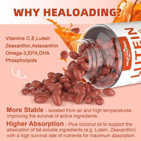 HEALOADING - HEALOADING Lutein and Zeaxanthin 180 Capsulas Blandas - The Red Vitamin MX - Suplementos Alimenticios - {{ shop.shopifyCountryName }}