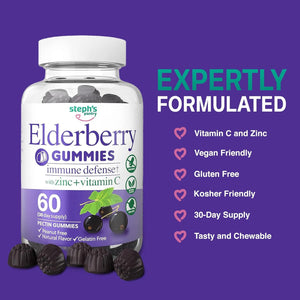 STEPH'S PANTRY - Steph's Pantry Elderberry Gummies with Vitamin C and Zinc 60 Gomitas - The Red Vitamin MX - Suplementos Alimenticios - {{ shop.shopifyCountryName }}