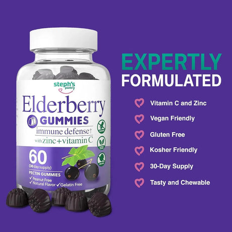 STEPH'S PANTRY - Steph's Pantry Elderberry Gummies with Vitamin C and Zinc 60 Gomitas 2 Pack - The Red Vitamin MX - Suplementos Alimenticios - {{ shop.shopifyCountryName }}