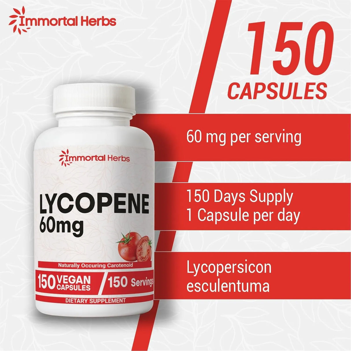 IMMORTAL HERBS - Immortal Herbs Lycopene 60Mg. 120 Capsulas - The Red Vitamin MX - Suplementos Alimenticios - {{ shop.shopifyCountryName }}