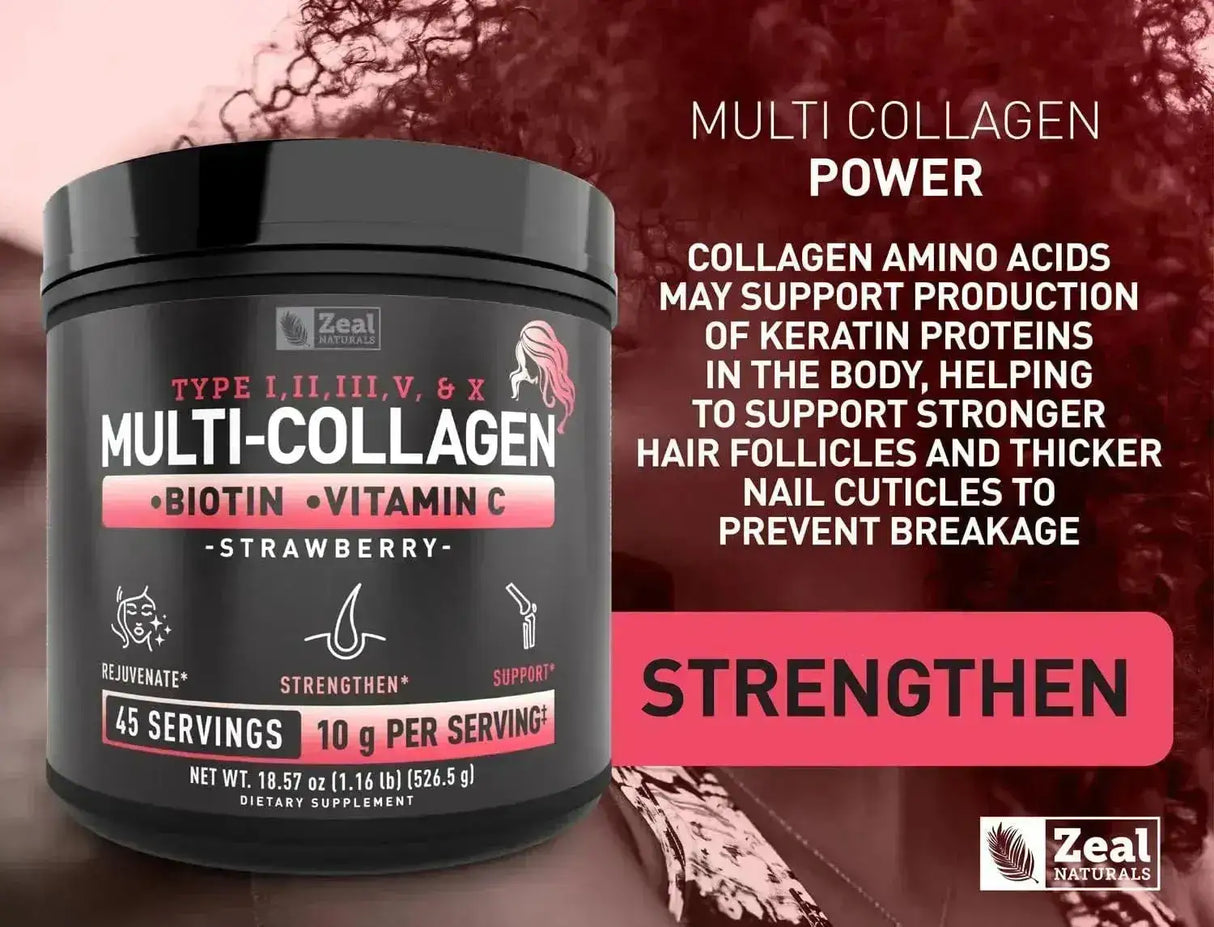 ZEAL NATURALS - Zeal Naturals Premium Multi Collagen Peptides Protein Powder Strawberry 526Gr. - The Red Vitamin MX - Suplementos Alimenticios - {{ shop.shopifyCountryName }}