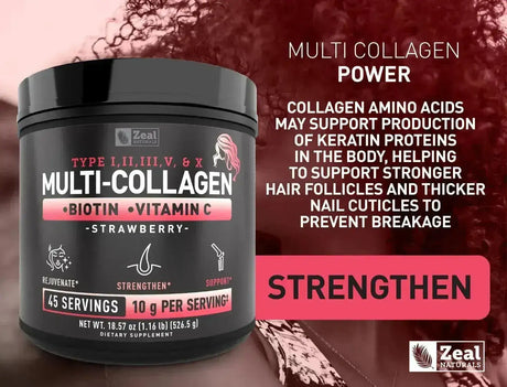 ZEAL NATURALS - Zeal Naturals Premium Multi Collagen Peptides Protein Powder Strawberry 526Gr. - The Red Vitamin MX - Suplementos Alimenticios - {{ shop.shopifyCountryName }}