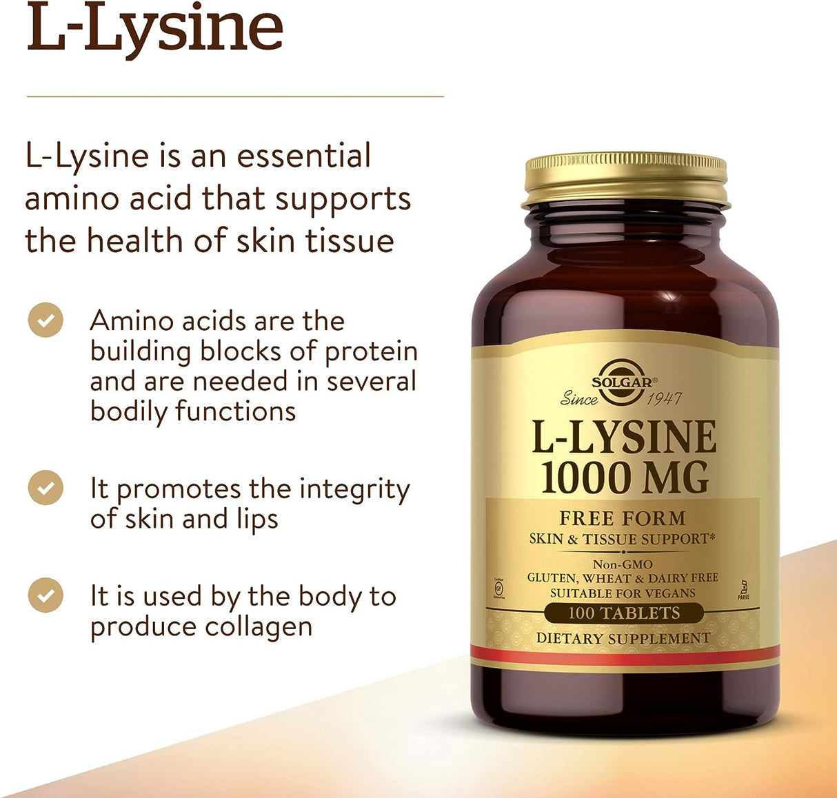 Solgar L-Lysine 1000Mg. 100 Tabletas - The Red Vitamin MX - Suplementos Alimenticios - SOLGAR