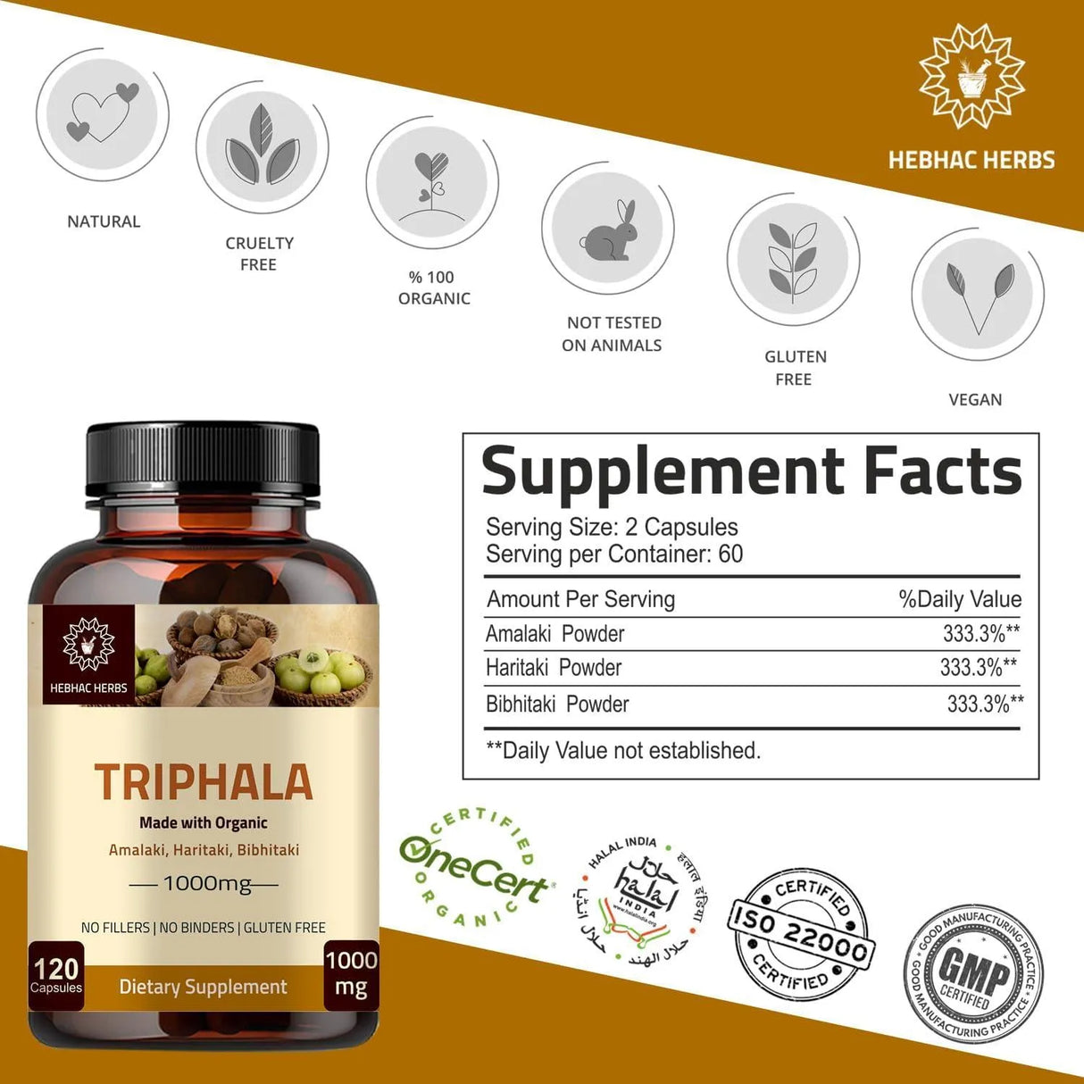 HEBHAC HERBS - Hebhac Herbs Triphala 1000Mg. 120 Capsulas - The Red Vitamin MX - Suplementos Alimenticios - {{ shop.shopifyCountryName }}