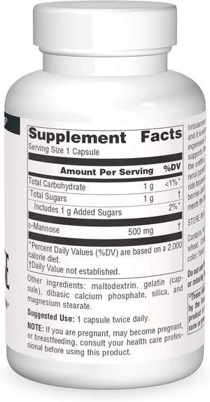 SOURCE NATURALS - Source Naturals D-Mannose 500Mg. 120 Capsulas - The Red Vitamin MX - Suplementos Alimenticios - {{ shop.shopifyCountryName }}