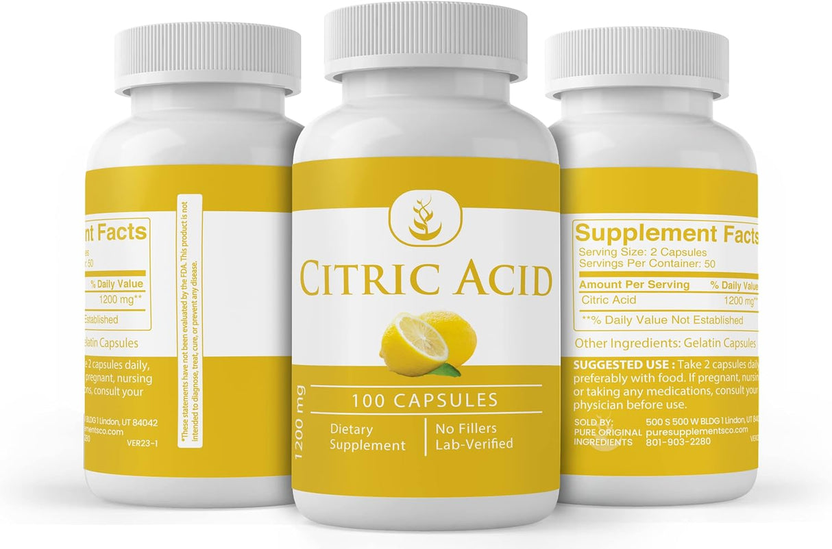 Pure Original Ingredients Citric Acid 100 Capsulas