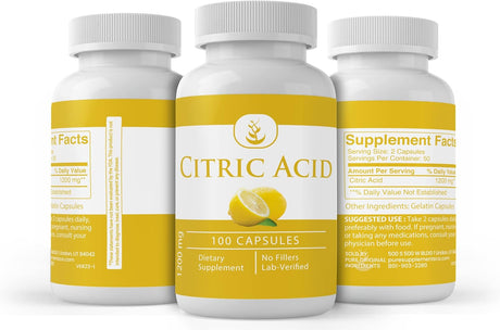 Pure Original Ingredients Citric Acid 100 Capsulas