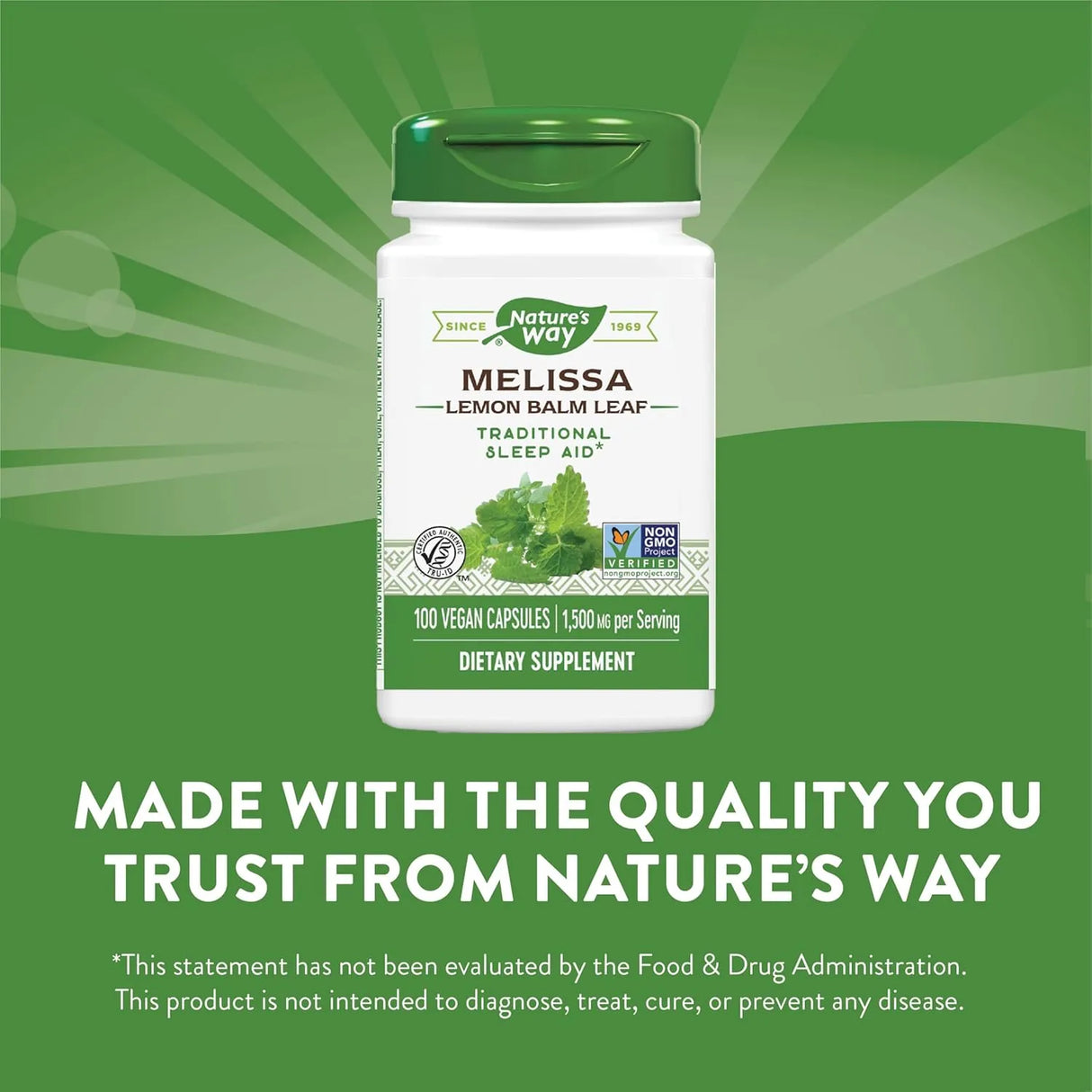 NATURE'S WAY - Nature's Way Premium Herbal Melissa Lemon Balm Leaf 1500Mg. 100 Capsulas - The Red Vitamin MX - Suplementos Alimenticios - {{ shop.shopifyCountryName }}
