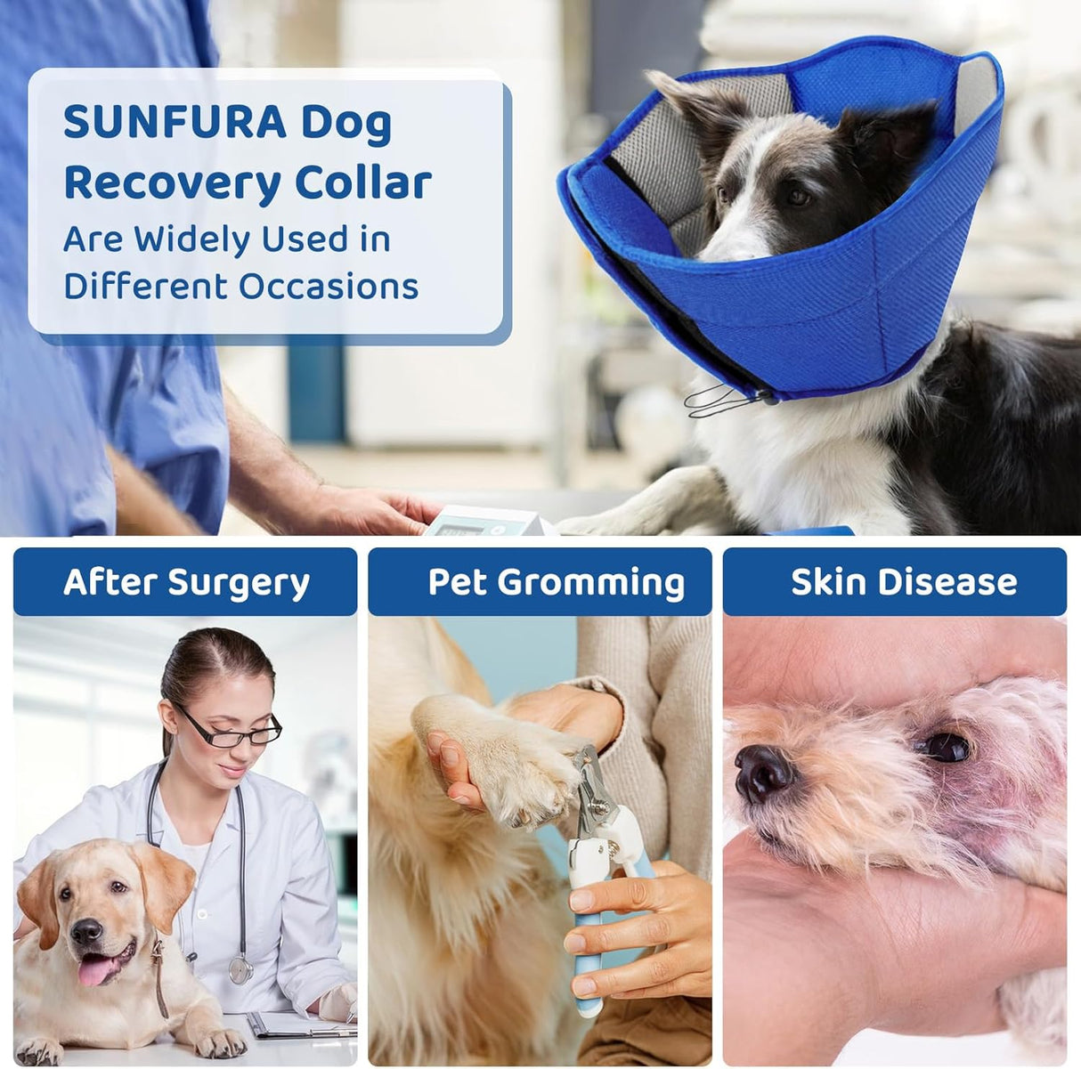 SUNFURA Dog Cone BLUE XLARGE