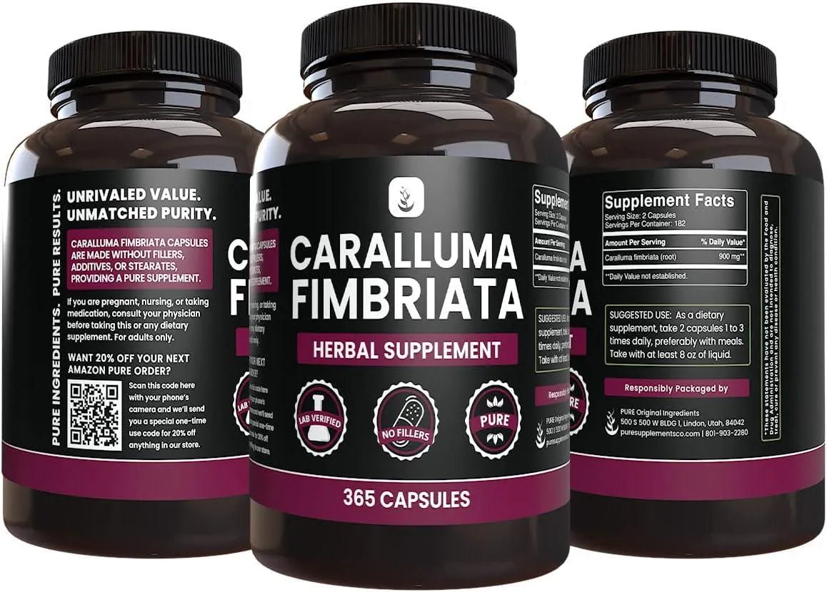 PURE ORIGINAL INGREDIENTS - Pure Original Ingredients Caralluma Fimbriata 365 Capsulas - The Red Vitamin MX - Suplementos Alimenticios - {{ shop.shopifyCountryName }}