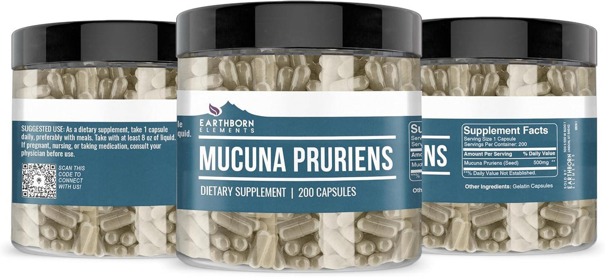 EARTHBORN ELEMENTS - Earthborn Elements Mucuna Pruriens Extract 200 Capsulas - The Red Vitamin MX - Suplementos Alimenticios - {{ shop.shopifyCountryName }}