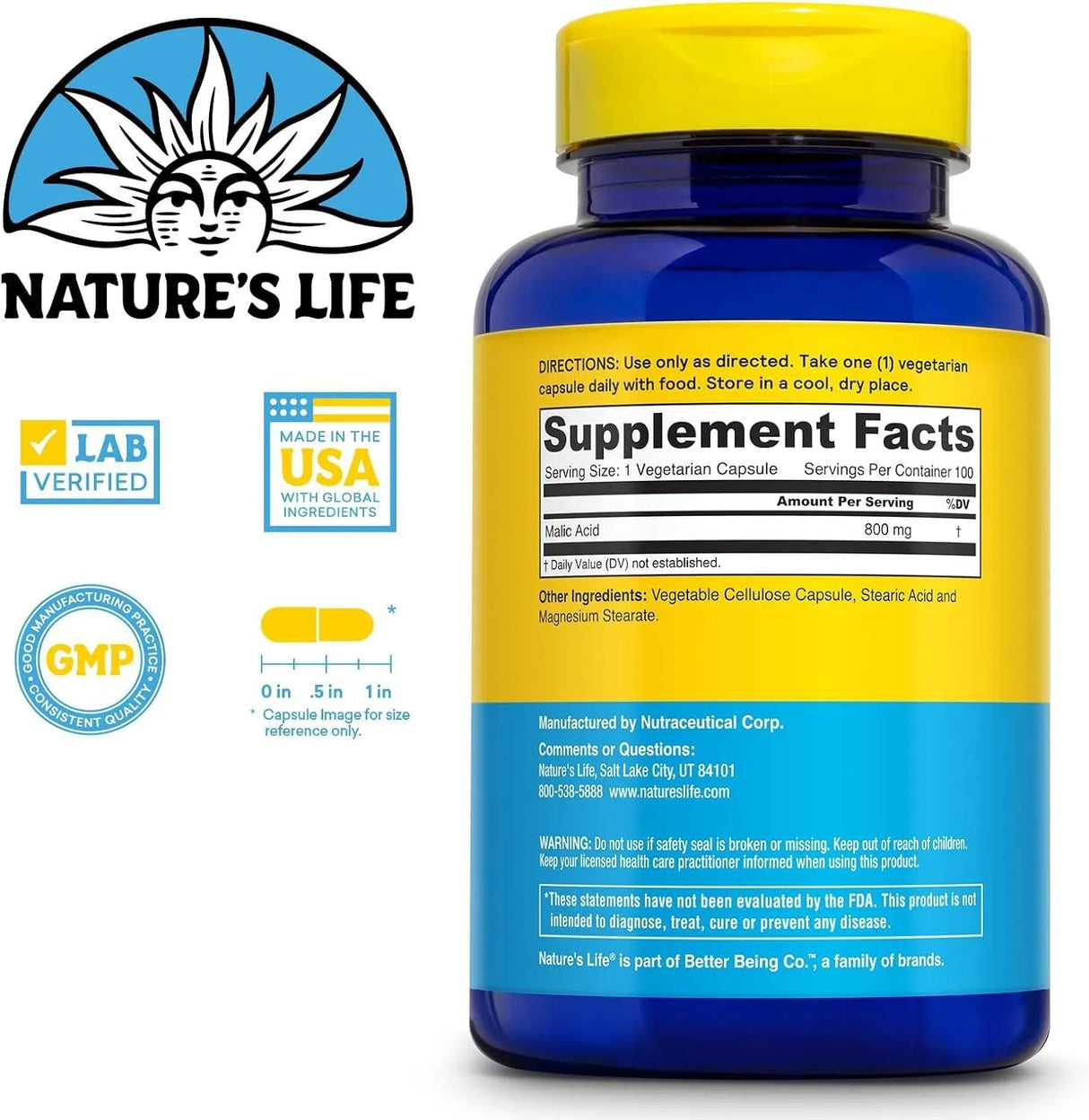 NATURE'S LIFE - Nature's Life Malic Acid 800Mg. 100 Capsulas - The Red Vitamin MX - Suplementos Alimenticios - {{ shop.shopifyCountryName }}