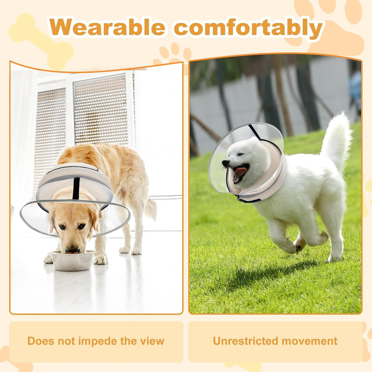 Uaidie Dog Cone Collar with Enhanced Anti-Licking PALE YELLOW XLARGE