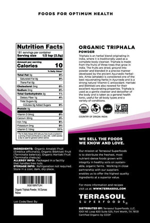 TERRASOUL SUPERFOODS - Terrasoul Superfoods Organic Triphala Powder 454Gr. - The Red Vitamin MX - Suplementos Alimenticios - {{ shop.shopifyCountryName }}