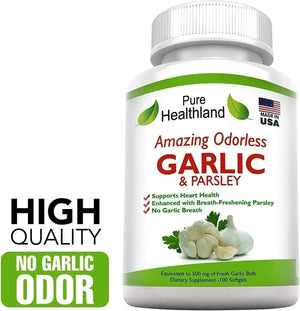 PURE HEALTHLAND - Pure Healthland Amazing ODORLESS Garlic and Parsley 100 Capsulas Blandas - The Red Vitamin MX - Suplementos Alimenticios - {{ shop.shopifyCountryName }}