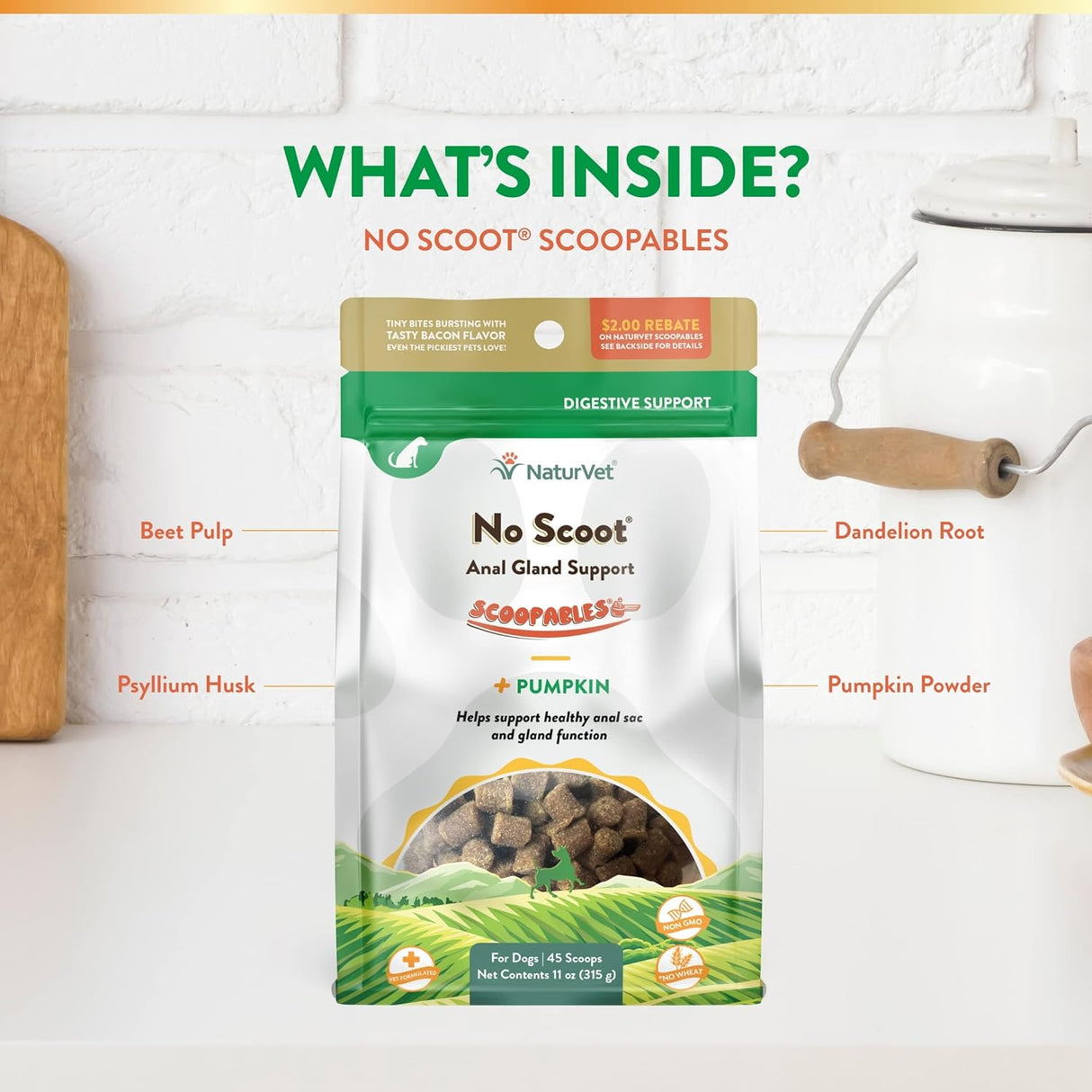 NaturVet Scoopables No Scoot For Dog Bite 45 Servicios 315Gr.