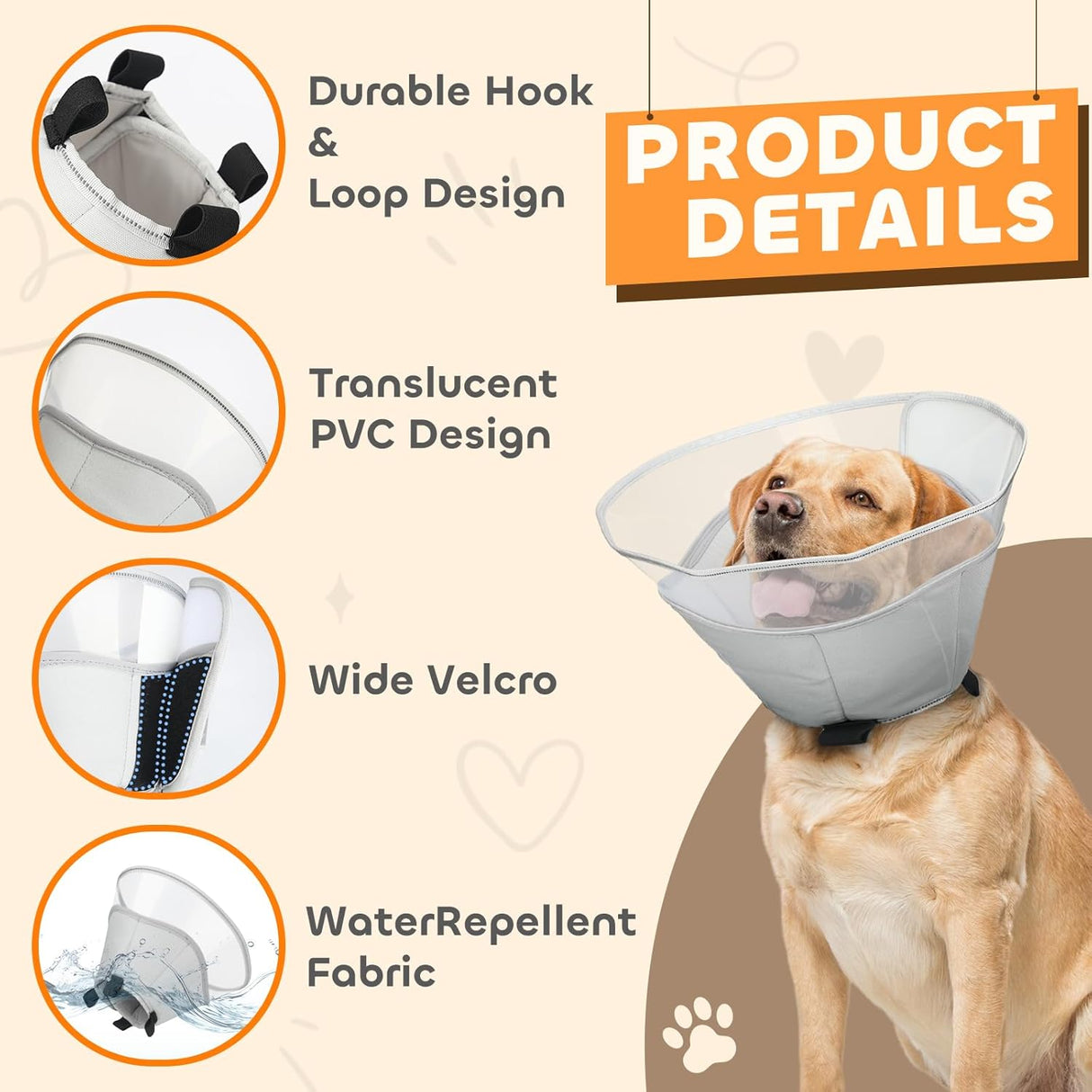 RUNEAP Soft Elizabethan Dog Cone Collar SM