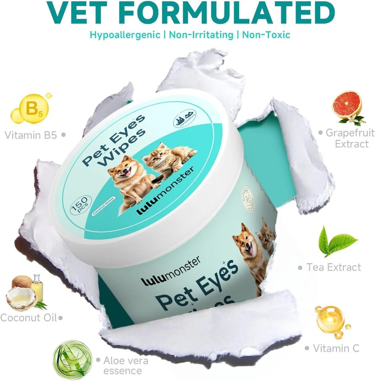 LULUMONSTER - LULUMONSTER Pet Eyes Wipes for Dogs & Cats 150 Toallitas - The Red Vitamin MX - Cuidado De Los Ojos De Los Perros - {{ shop.shopifyCountryName }}