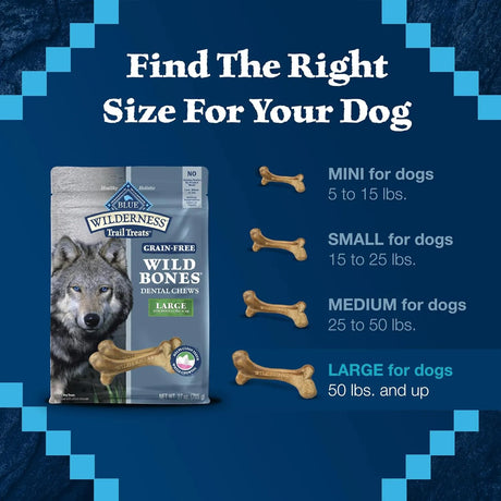 BLUE BUFFALO - Blue Buffalo Wilderness Trail Treats Wild Bones Large Dental Chews 760Gr. - The Red Vitamin MX - Cuidado Dental Para Perros - {{ shop.shopifyCountryName }}