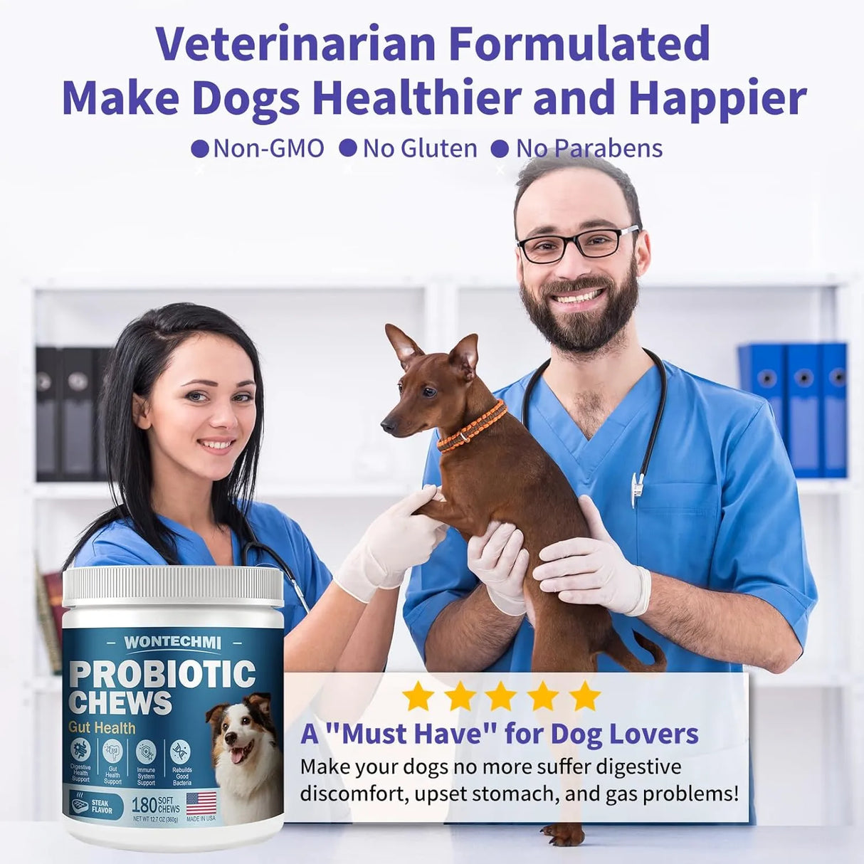 WONTECHMI - WONTECHMI Probiotics for Dogs Steak 180 Masticables - The Red Vitamin MX - Probióticos Para Perros - {{ shop.shopifyCountryName }}