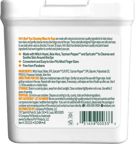 VET'S BEST - Vet's Best Eye Cleansing Wipes 50 Toallitas - The Red Vitamin MX - Cuidado De Los Ojos De Los Perros - {{ shop.shopifyCountryName }}