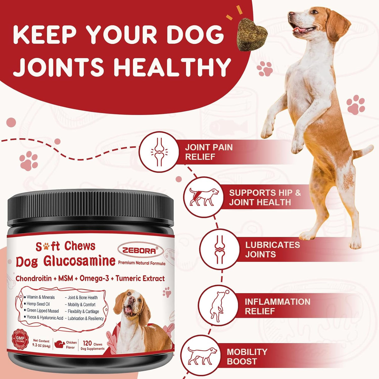 Zebora Glucosamine for Dogs 120 Masticables