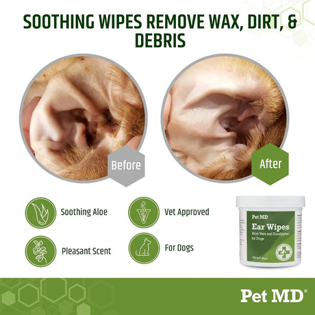 PET MD - Pet MD Dog Ear Cleaner Wipes 100 Toallitas - The Red Vitamin MX - Cuidado Del Oído De Perros - {{ shop.shopifyCountryName }}