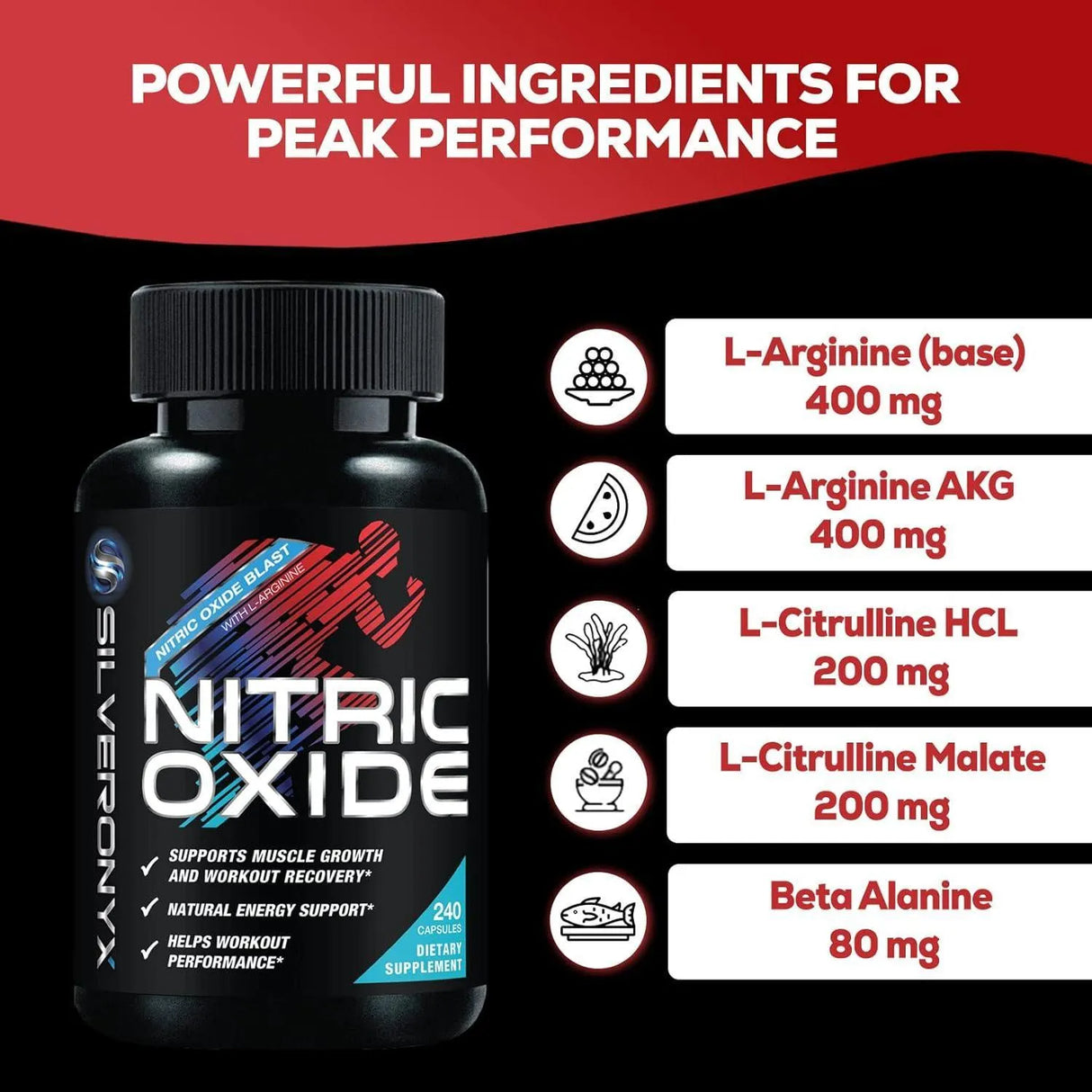 SILVERONYX - SILVERONYX Extra Strength Nitric Oxide 240 Capsulas - The Red Vitamin MX - Suplementos Alimenticios - {{ shop.shopifyCountryName }}