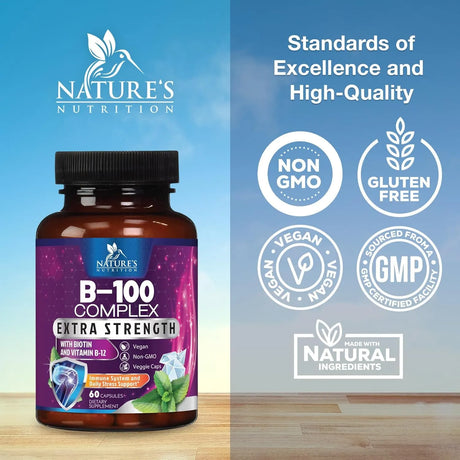 NATURE'S NUTRITION - Nature's Nutrition B-100 Complex 60 Capsulas - The Red Vitamin MX - Suplementos Alimenticios - {{ shop.shopifyCountryName }}