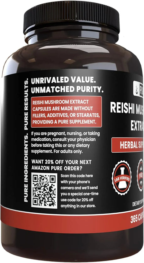PURE ORIGINAL INGREDIENTS - Pure Original Ingredients Reishi Mushroom Extract 365 Capsulas - The Red Vitamin MX - Suplementos Alimenticios - {{ shop.shopifyCountryName }}