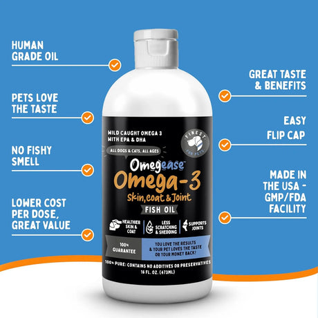 OMEGEASE - Omegease Fish Oil for Dogs & Cats 16 Fl.Oz. - The Red Vitamin MX - Aceite De Pescado Para Perros - {{ shop.shopifyCountryName }}
