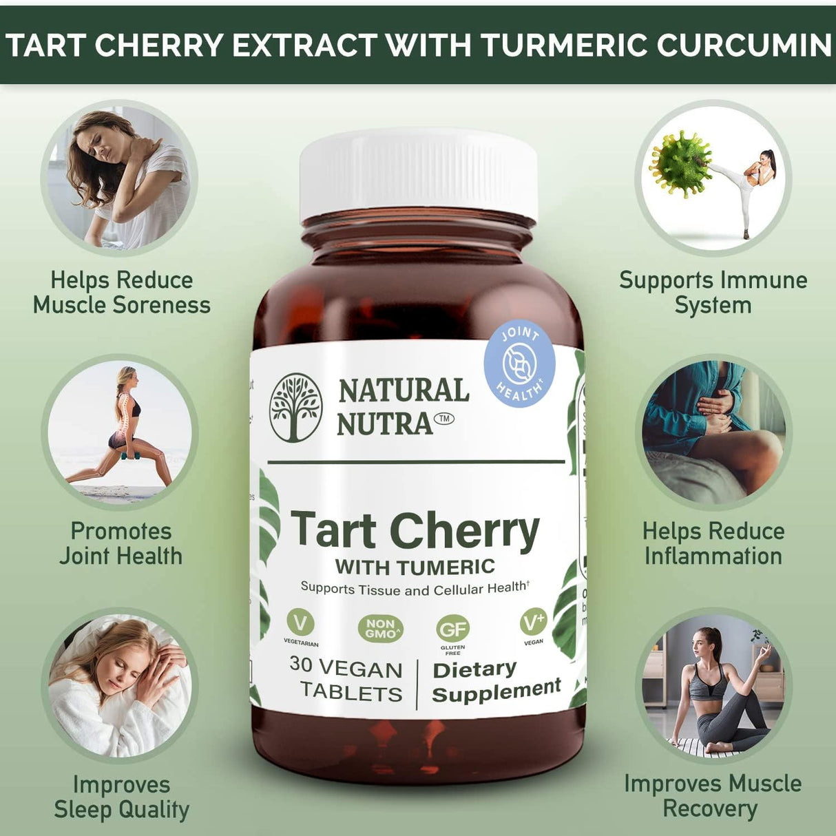 Natural Nutra Tart Cherry Extract with Turmeric Curcumin 30 Tabletas