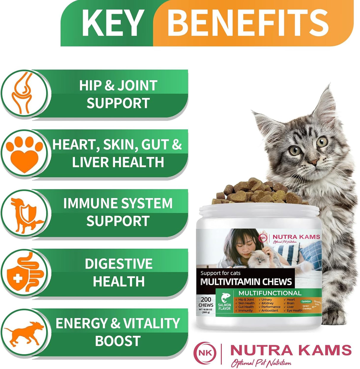 Nutra Kams Multivitamin Chews for Cats 200 Masticables