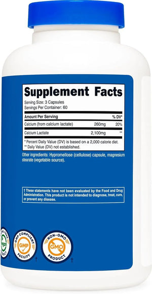 NUTRICOST - Nutricost Calcium Lactate 2,100Mg. 180 Capsulas - The Red Vitamin MX - Suplementos Alimenticios - {{ shop.shopifyCountryName }}