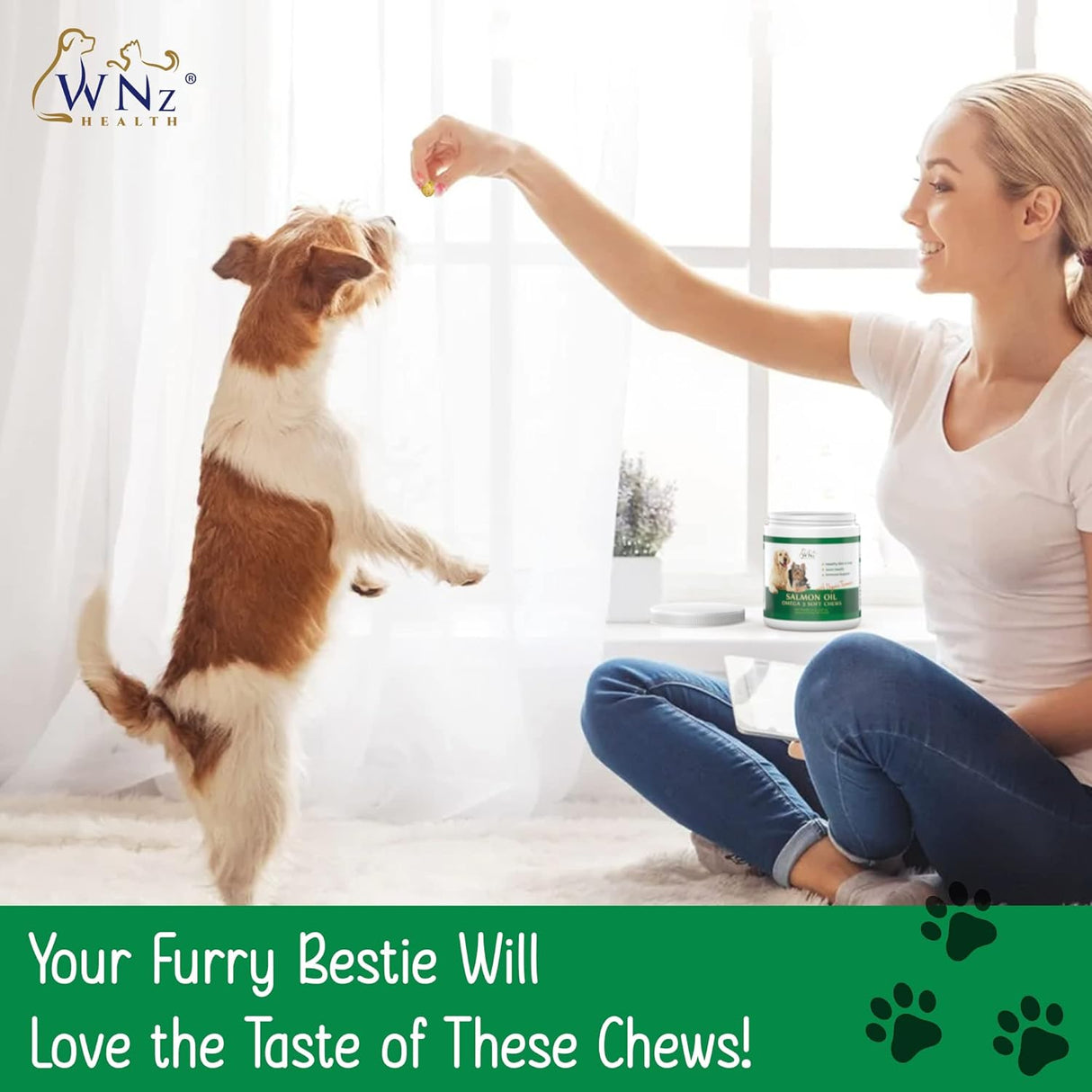 WNz Health Omega 3 Skin and Coat Chews for Dogs 55 Masticables