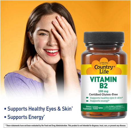 COUNTRY LIFE - Country Life Vitamin B2 100Mg. 100 Tabletas - The Red Vitamin MX - Suplementos Alimenticios - {{ shop.shopifyCountryName }}