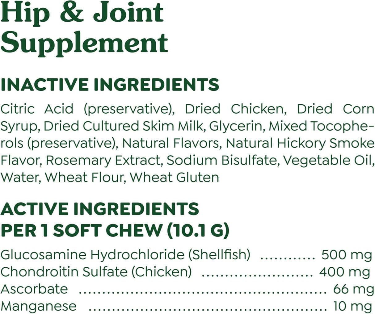 Greenies Supplements Hip and Joint Supplements for Dogs Chicken Flavor 30 Masticables