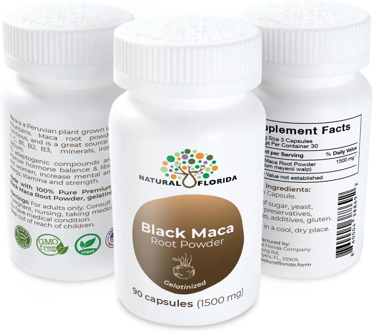 NATURAL FLORIDA - Natural Florida Pure Black Maca Root Powder 90 Capsulas - The Red Vitamin MX - Suplementos Alimenticios - {{ shop.shopifyCountryName }}