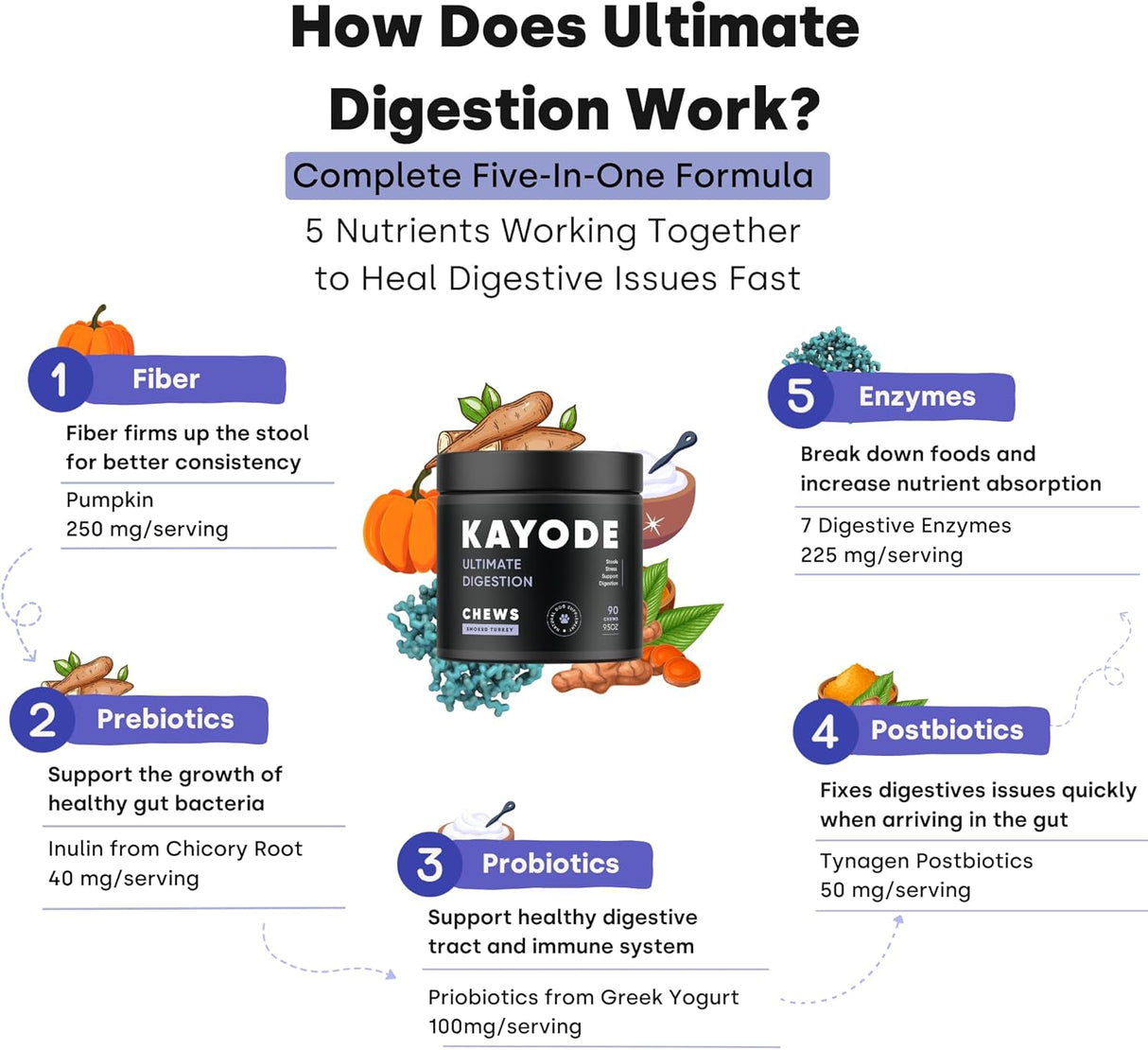 Kayode Ultimate Digestion Fast Facting Anti Diarrhea for Dogs 90 Masticables