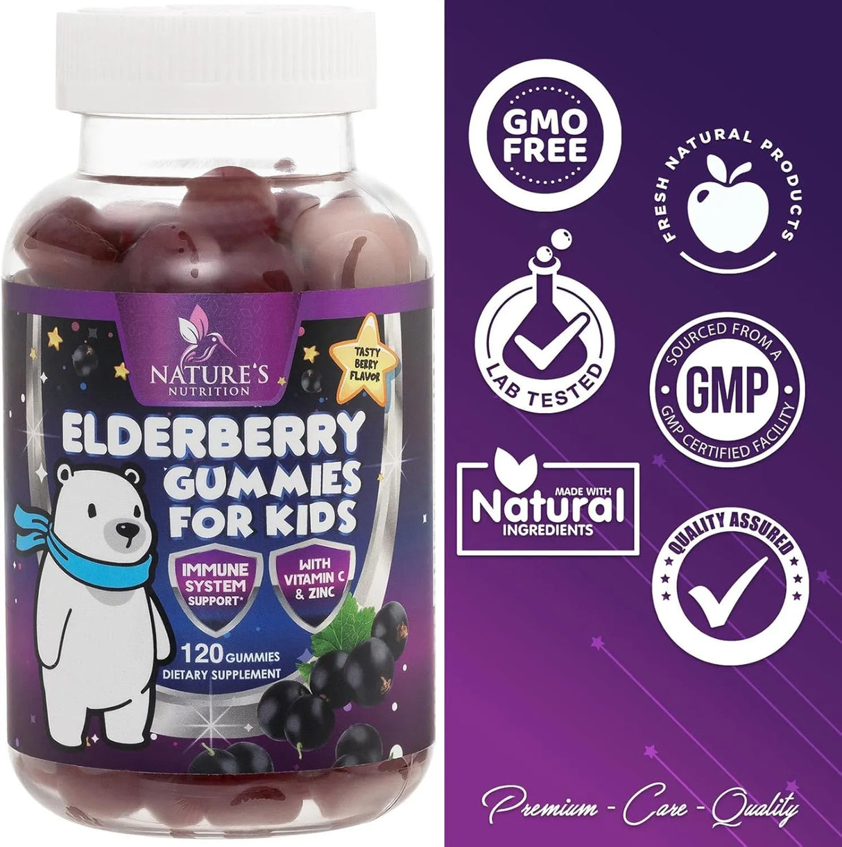 NATURE'S NUTRITION - Nature's Nutrition Sambucus Elderberry Immune Gummies for Kids 120 Gomitas - The Red Vitamin MX - Suplementos Alimenticios - {{ shop.shopifyCountryName }}