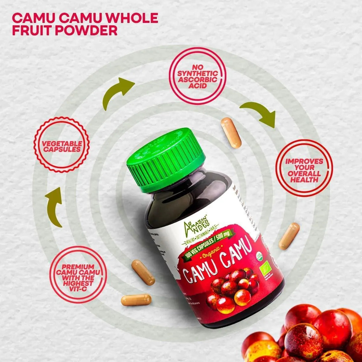 AMAZON ANDES - Amazon Andes Camu Camu 1500Mg. 100 Capsulas - The Red Vitamin MX - Suplementos Alimenticios - {{ shop.shopifyCountryName }}