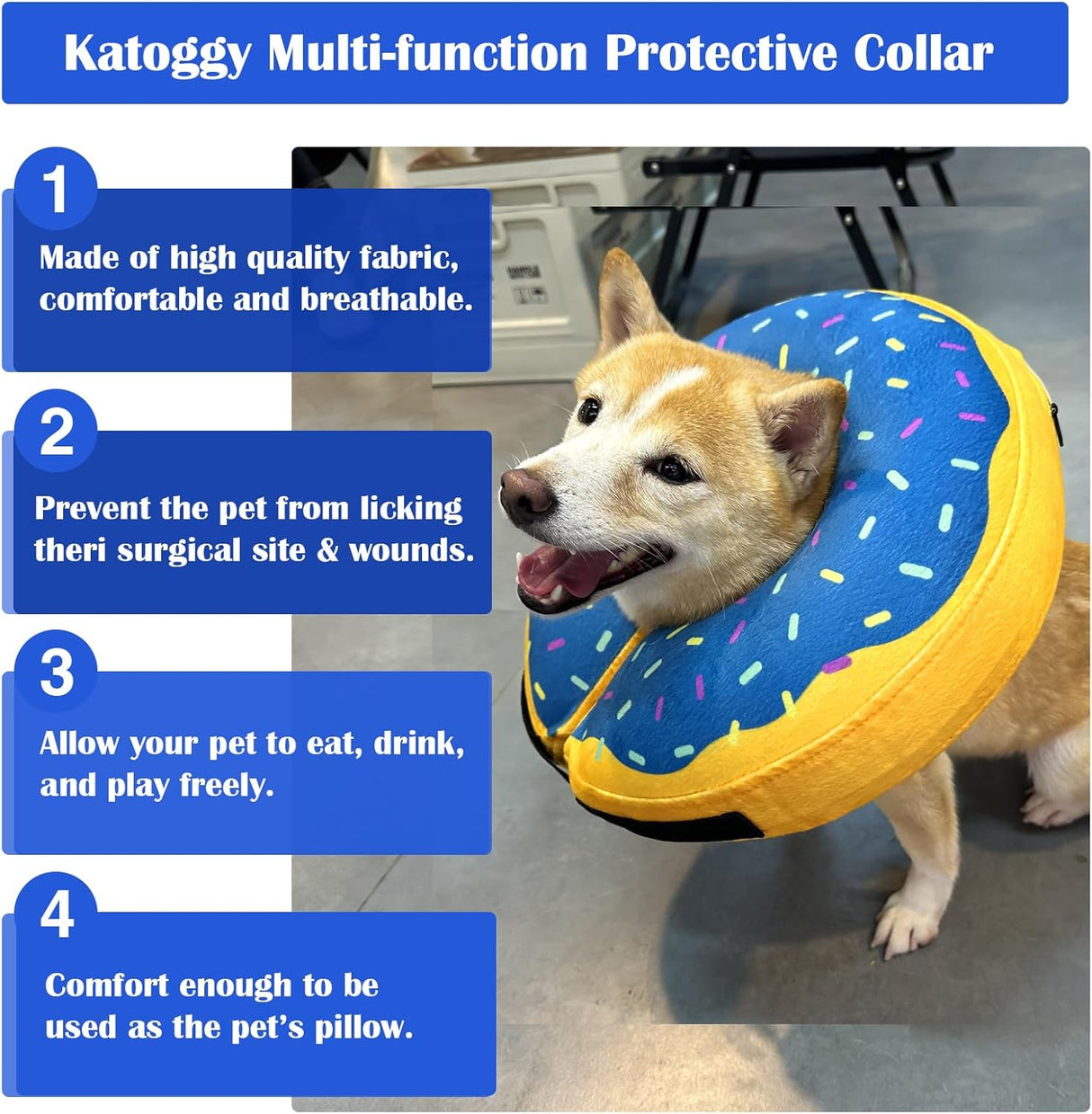 Katoggy Inflatable Dog Collar YELLOW BLUE EXTRA LARGE