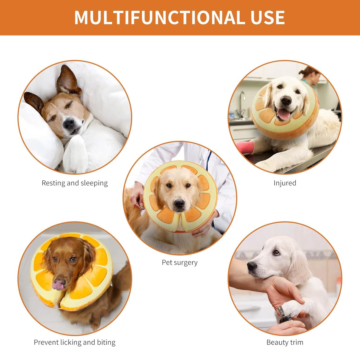 IEUUMLER Inflatable Recovery Dog Collar ORANGE MEDIUM Neck:7''-11''