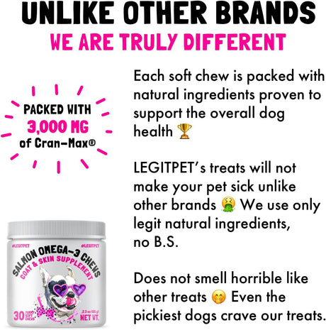 LEGITPET - LEGITPET Omega 3 Alaskan Salmon Oil Treats for Dogs 30 Masticables - The Red Vitamin MX - Aceite De Pescado Para Perros - {{ shop.shopifyCountryName }}